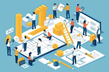 Diverse team collaborates on project plans