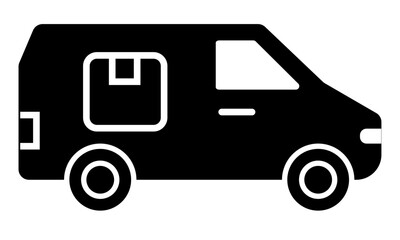 宅配用バンと荷物のピクトグラム