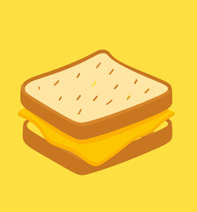 Cartoon Cheese Sandwich Isolated on a Orange Background 