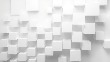 Obraz premium Abstract White Cubes: A Modern Geometric Composition with Shadows and Depth