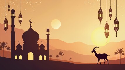 Naklejka premium islamic greetings ramadan kareem card design with lantern and luxury islamic decorative ornament 