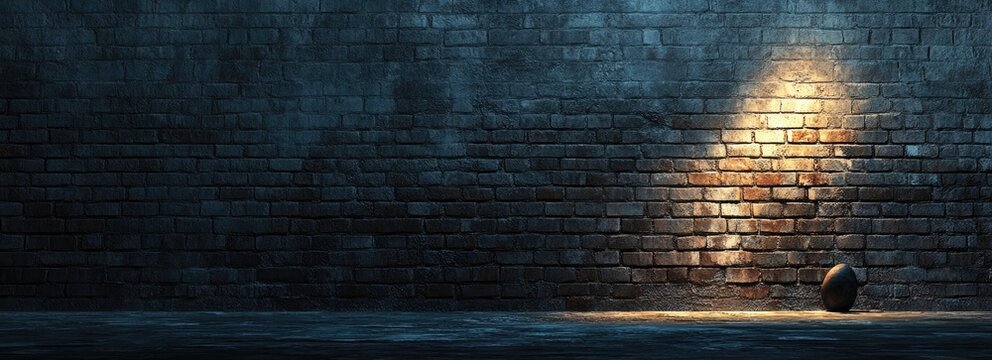 Fototapeta Grungy Brick Wall Lit by Spotlight