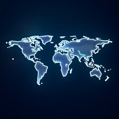 Fototapeta premium Highly Detailed Futuristic Illustration of a Glowing World Map with Interconnected Data Points and Light Trails on a Dark Background