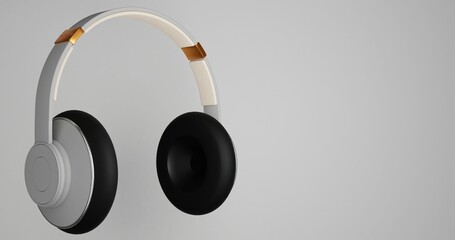 White wireless headphones floating on white background. Clean and modern audio design for professional listening, studio work and daily entertainment. Crisp and minimal look. 3D Render