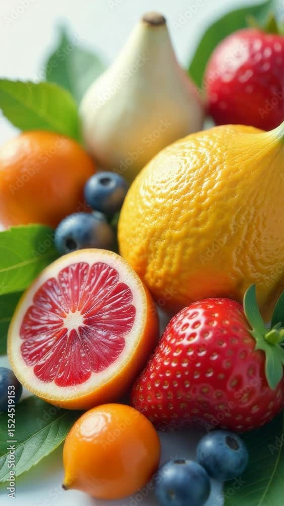 Poster fresh fruits and veggies captured in a single frame