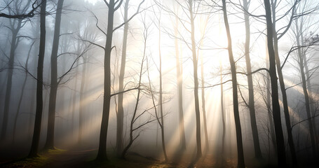 Obraz premium fog in the forest