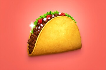 Delicious Taco Cartoon on Salmon Background