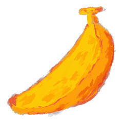 Hand-drawn banana illustration in yellow textured style
