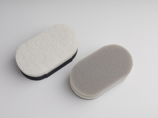 Dish washing sponges on white background