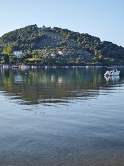 The coastal street of Skiathos Town, Sporades, Thessaly, Greece