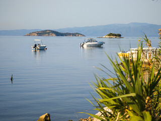 The coastal street of Skiathos Town, Sporades, Thessaly, Greece