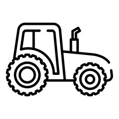 Tractor black line icon isolated on white background