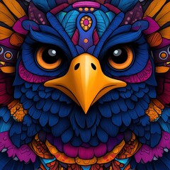 Fototapeta premium Ornate Colorful Owl Illustration with Intricate Details