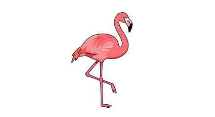 Obraz premium Pink Flamingo Standing on One Leg Graphic Illustration