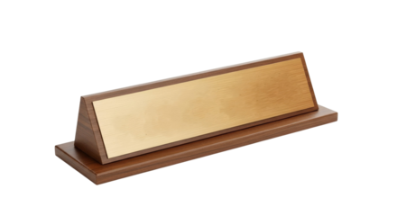 Elegant desk nameplate shines on black