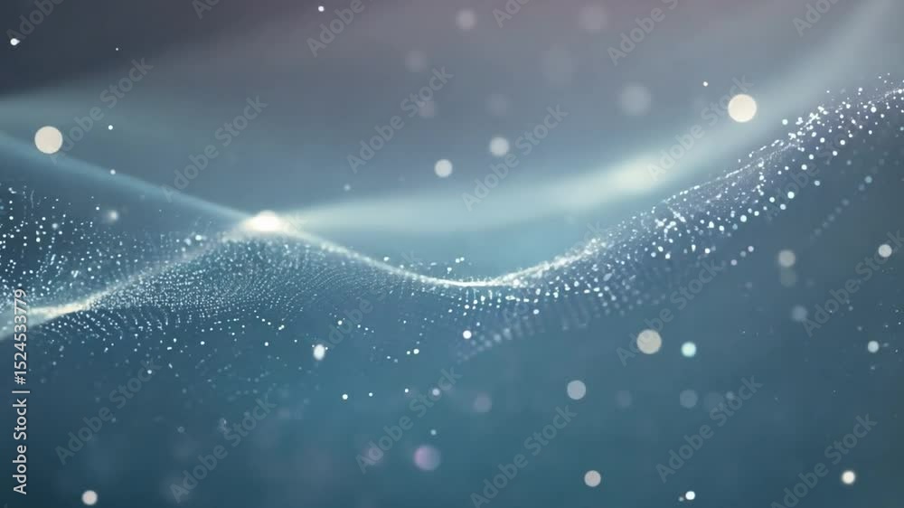 Poster mesmerizing abstract background waves of light and particles in soft blue, creating depth and textur