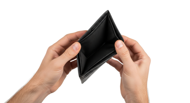 Empty wallet held by hands