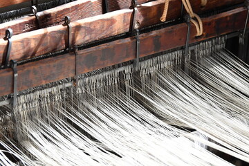 Close-up of a cotton loom from the middle of the 19th century, beautiful details