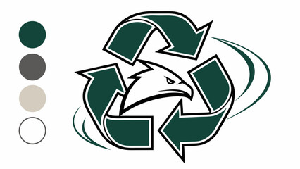 Recycling Symbol with Eagle Head Logo Design
