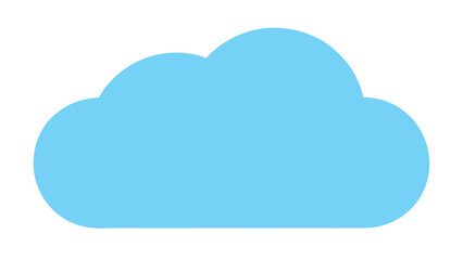 Simple blue cloud illustration on white background with transparency for design