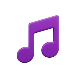 Music Note 3D Rendering Purple Icon Illustration Graphic Object