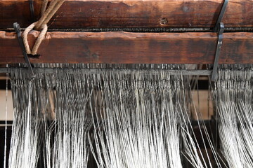 Close-up of a cotton loom from the middle of the 19th century, beautiful details