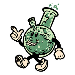 Animated Bong with Style: An illustrative rendering of a friendly, anthropomorphic bong, waltzing with a confident stride and a playful wink.