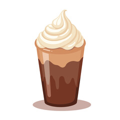 Hot chocolate with whipped cream vector, delicious drink on transparent background, ideal for cozy gatherings, winter celebrations