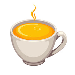 Turmeric latte mug vector, steaming beverage on transparent background, ideal for wellness blogs, recipes, and healthy living