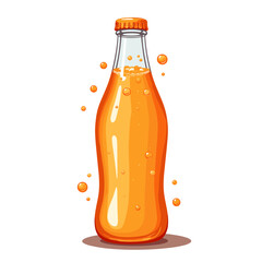 Orange soda bottle vector, refreshing beverage on transparent background, ideal for marketing and design purposes