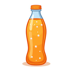 Orange soda bottle vector, refreshing beverage on transparent background, perfect for designs, branding