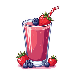 Berry smoothie vector, refreshing drink in glass on transparent background, perfect for health and wellness themes