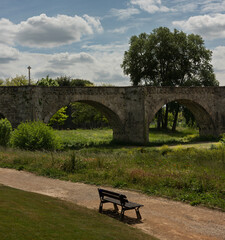 Walkway and Bench Beside Pont Vieux (Old Bridge), Carcassonne