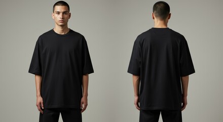Oversized Black T-Shirt Relaxed Fit, Casual Style