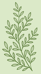 Green branch illustration with delicate leaves perfect for various design purposes