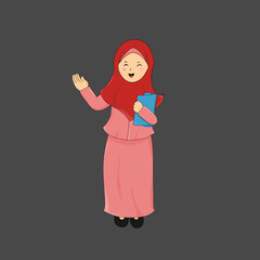 Cute female muslim teacher cartoon character