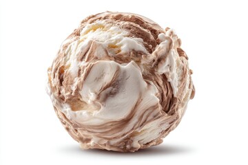 Frozen dessert sphere on plain backdrop