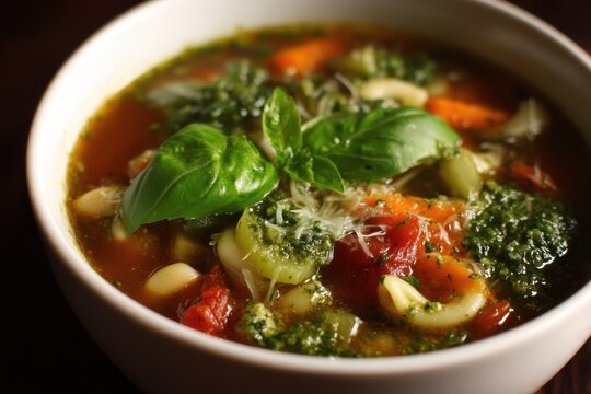 Genovese vegetable soup with pesto