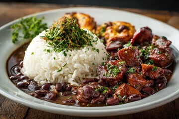 Genuine Brazilian feijoada dish