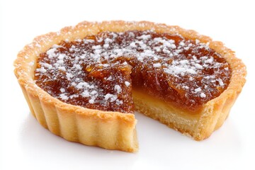 Golden syrup filled shoofly tart Separated on white backdrop