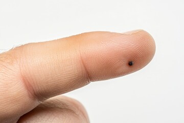 Obraz premium Tiny dark spot on human fingertip.