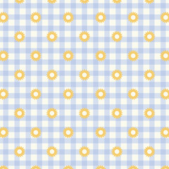 Vector Yellow Flower On Checkered Pattern Background