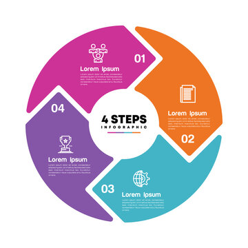 Circle chart infographic template with 4 options for presentations. Vector illustration Eps	