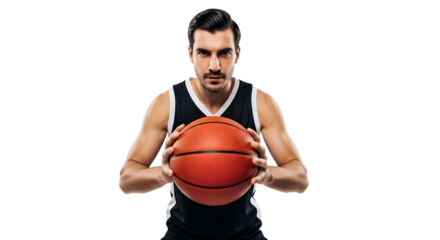 Focused Basketball Player Holding Ball