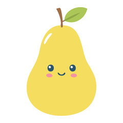 A whimsical pear illustration with a cute smiling face