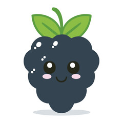 Obraz premium A Cute and Happy Blackberry Illustration.This adorable blackberry with a cheerful smile and big eyes