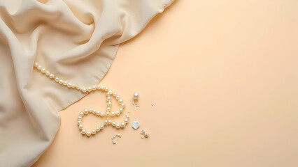 Broken Pearl Necklace on Beige
