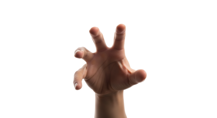 Reaching Hand on White Background
