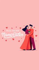 Casal celebrando feliz dia dos namorados juntos