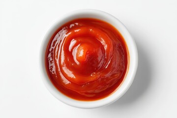 Top view of sweet and sour sauce on a white background